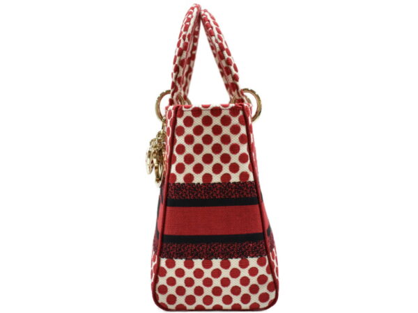 imgrc0091470213 Christian Dior Lady Dior Medium Canvas Red White