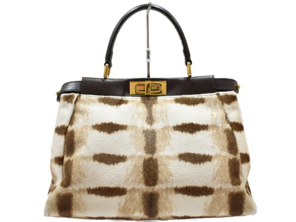 imgrc0091481058 Fendi Peekaboo Haraco Python Leather Beige Brown