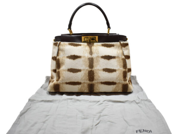 imgrc0091481076 Fendi Peekaboo Haraco Python Leather Beige Brown