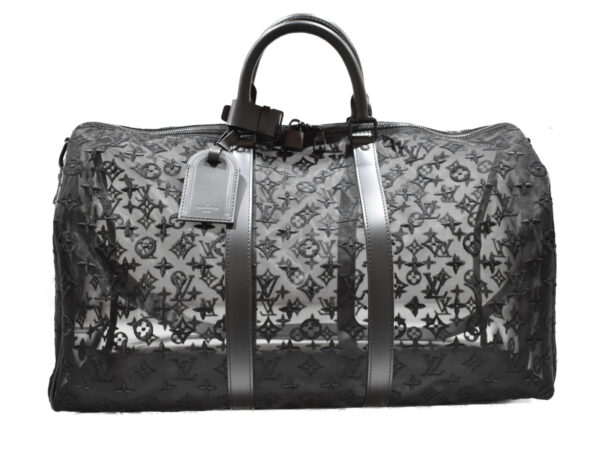 imgrc0091504475 Louis Vuitton Keepall Bandouliere 50 Travel Bag Mesh Leather Black