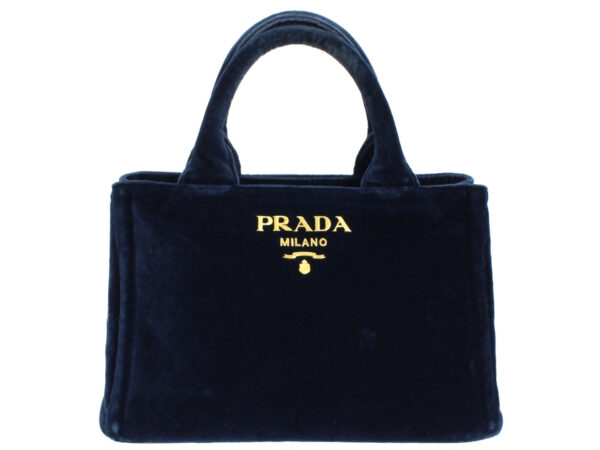 imgrc0091682095 Prada Velvet Handbag Chain Shoulder Blue Blue