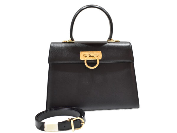 imgrc0091813724 Salvatore Ferragamo Gancini 2Way Handbag Shoulder Bag Black