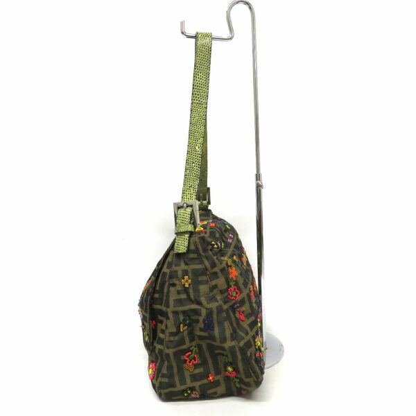 imgrc0091885619 Fendi Mamma Bucket Zucca Pattern Canvas Lizard Leather Bead Embroidery