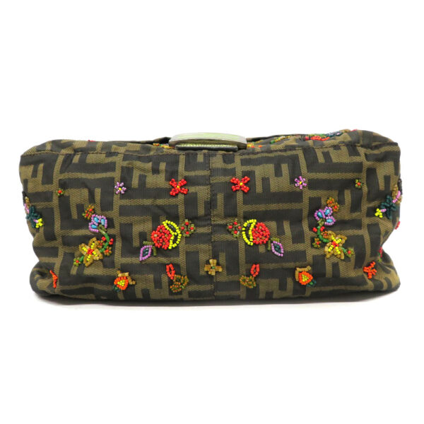 imgrc0091885620 Fendi Mamma Bucket Zucca Pattern Canvas Lizard Leather Bead Embroidery