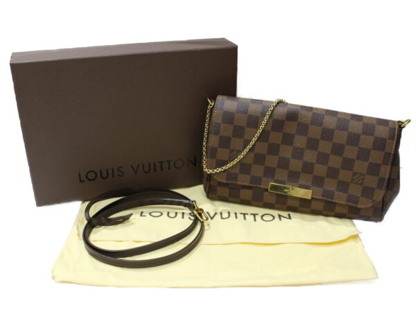 imgrc0091975640 Louis Vuitton Favorite MM Damier Ebene Chain Shoulder Bag Brown