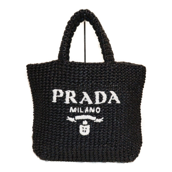 imgrc0092047300 Prada Raffia Tote Bag Basket Handbag Black