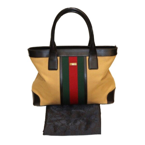 imgrc0092122070 Gucci Mayfair Sherry Line Canvas Tote Bag Beige Green Red