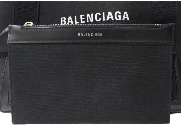 imgrc0092264162 Balenciaga Blue Small Cabas Canvas Leather Handbag Black