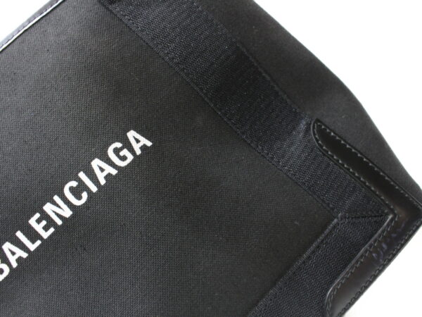 imgrc0092264166 Balenciaga Blue Small Cabas Canvas Leather Handbag Black