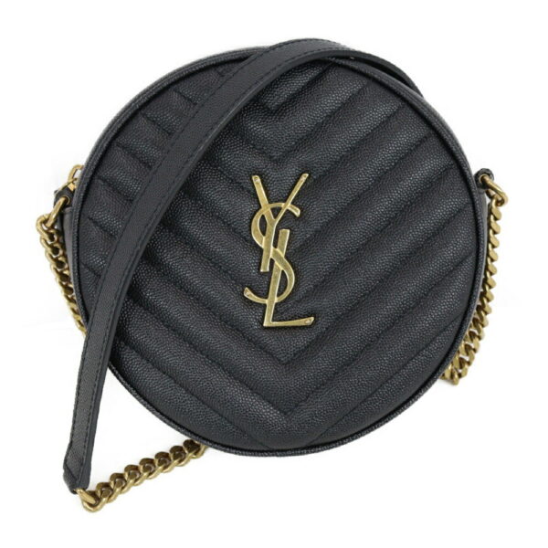 imgrc0092569743 Saint Laurent Vinyl Chain Shoulder Bag Leather Black