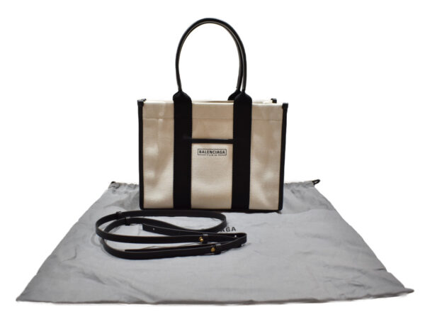 imgrc0092683920 Balenciaga Canvas Tote Bag Leather Shoulder Bag White Black