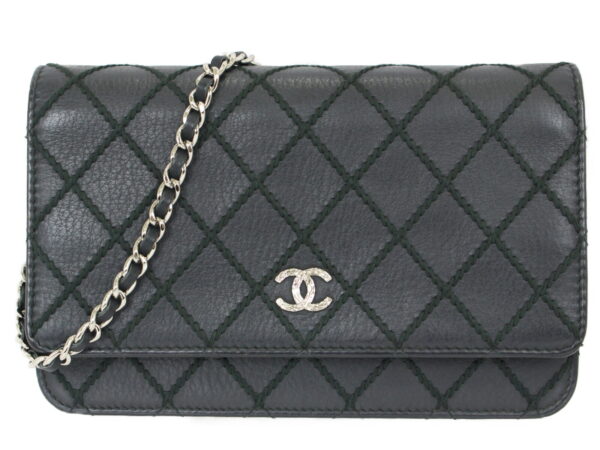 imgrc0092856396 Chanel Chain Wallet Wild Stitch Mini Shoulder Black Green