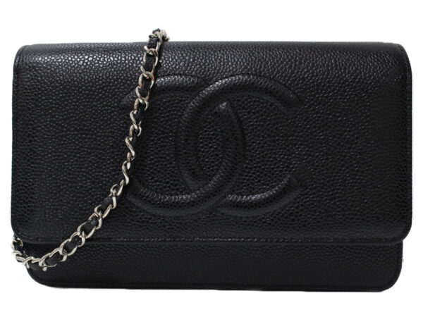 imgrc0092893219 Chanel Caviar Skin Chain Wallet Shoulder Bag Black