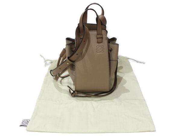 imgrc0092943893 Loewe Hammock Drawstring Bag Mini Soft Calf Leather Sand Greige