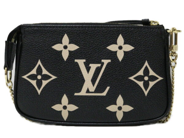 imgrc0093032422 Louis Vuitton Mini Pochette Accessoire Monogram Empreinte Pouch Black Beige