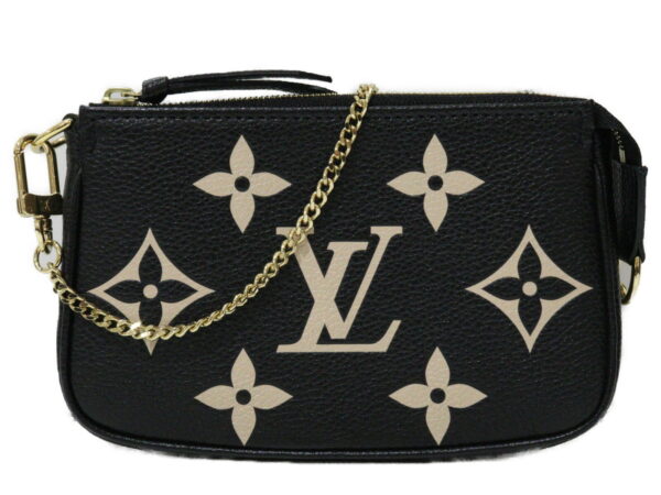 imgrc0093032423 Louis Vuitton Mini Pochette Accessoire Monogram Empreinte Pouch Black Beige