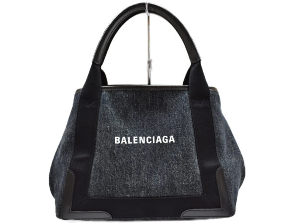 imgrc0093192212 Balenciaga Blue Cabas Denim Leather Handbag Blue Black