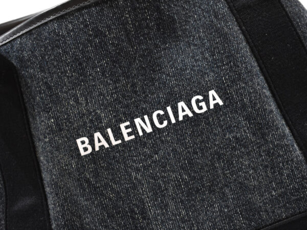 imgrc0093192224 Balenciaga Blue Cabas Denim Leather Handbag Blue Black