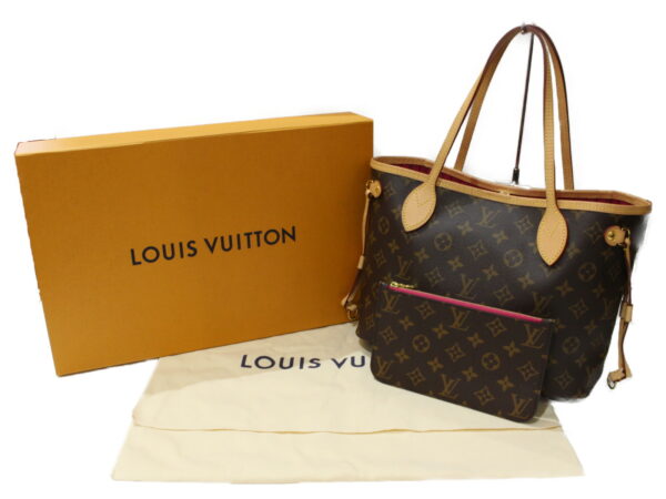 imgrc0093443635 Louis Vuitton Neverfull PM Monogram Canvas Tote Bag Brown Pink