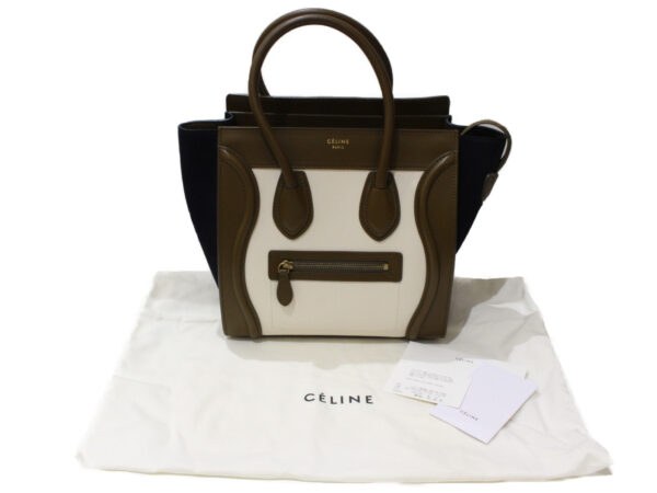 imgrc0093470330 Celine Luggage Micro Leather Handbag Khaki White Black