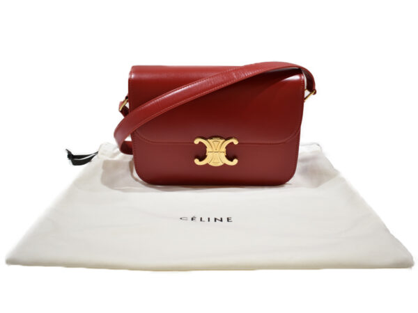 imgrc0093518932 Celine Classic Triomphe Shiny Calfskin Shoulder Bag Red