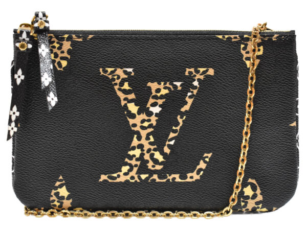 imgrc0093669862 Louis Vuitton Pochette Double Zip Shoulder Bag Giant Monogram Jungle Black Leopard Print