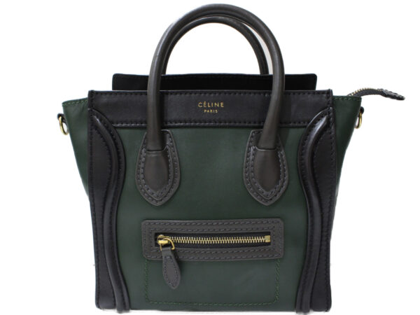 imgrc0093703190 Celine Luggage Nano Smooth Calfskin Handbag Shoulder Bag Black Green