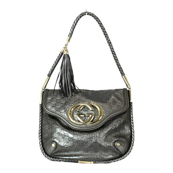 imgrc0094042128 Gucci Interlocking GG Leather Shoulder Bag Metallic Gray