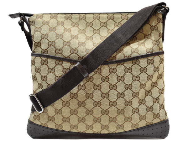 imgrc0094085951 Gucci Shoulder Bag GG Canvas Leather Beige Brown