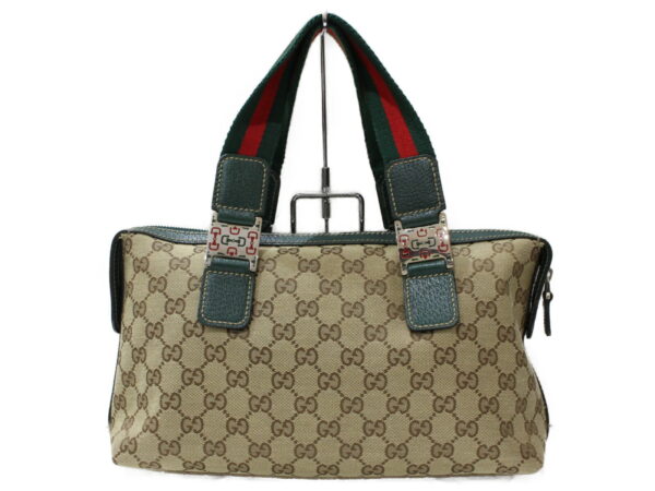 imgrc0094119318 Gucci Sherry Line Canvas Handbag Beige Green Red