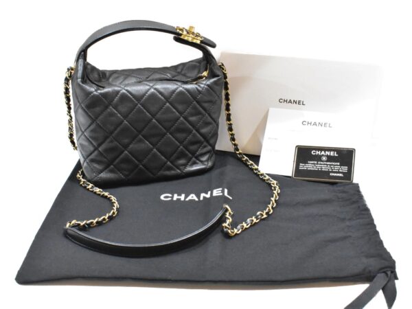 imgrc0094207705 Chanel Hobo Lambskin Shoulder Bag Black