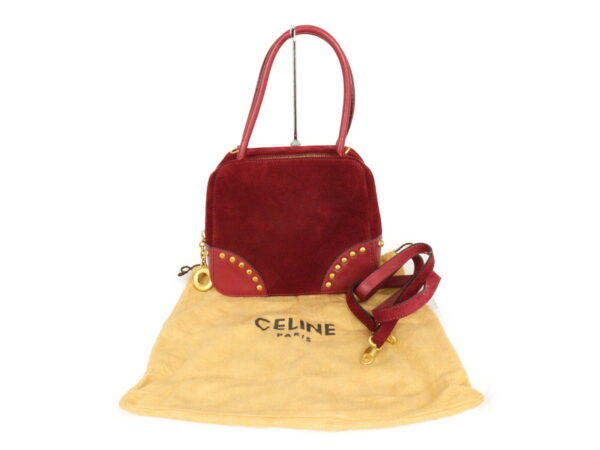 imgrc0094256048 Celine 2Way Suede Leather Handbag Shoulder Bag Red