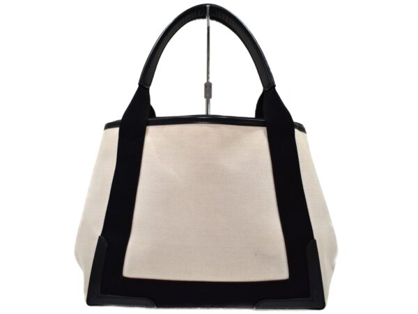 imgrc0095038925 Balenciaga Blue Cabas Canvas Leather Tote Bag White Black