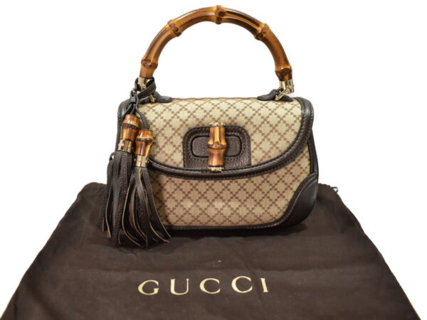 imgrc0095106679 Gucci Bamboo 2WAY Bag Canvas Leather Beige Brown