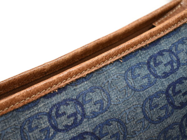 imgrc0095106946 Gucci Denim Shoulder Bag Canvas Leather Blue Brown