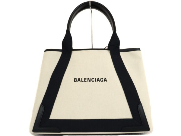 imgrc0095201336 Balenciaga Blue Cabas Canvas Leather Handbag White Black