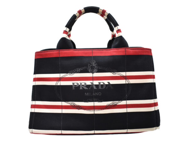 imgrc0095288553 Prada Kanapa 2WAY Bag Canvas Black White Red