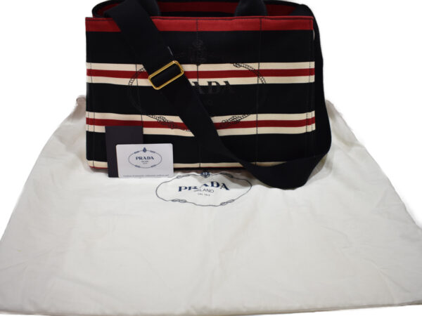 imgrc0095288571 Prada Kanapa 2WAY Bag Canvas Black White Red