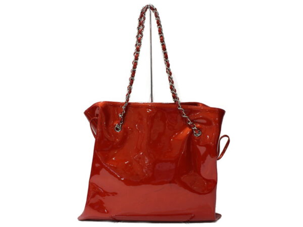 imgrc0095603408 Chanel Rhinestone Patent Leather Chain Tote Bag Red