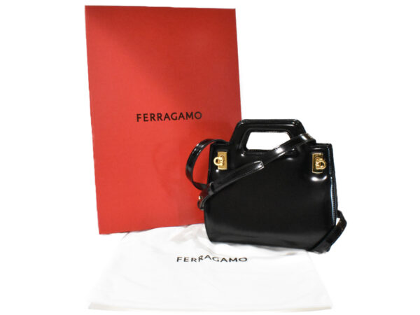 imgrc0095914566 Salvatore Ferragamo Wanda Mini Enamel Leather Handbag Black