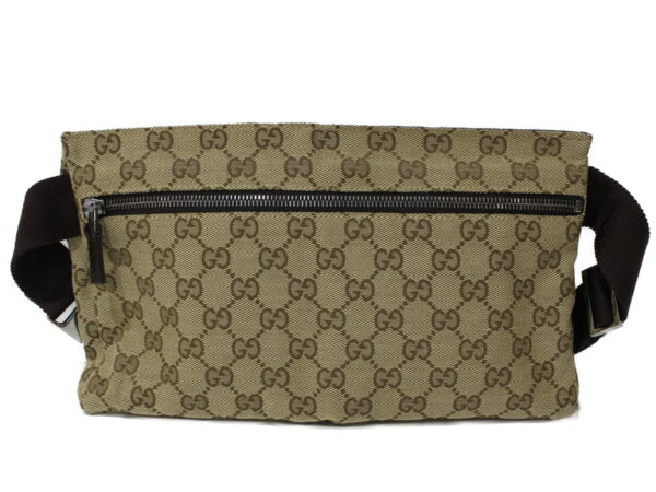 imgrc0095945801 Gucci GG Canvas Leather Waist Pouch Beige Brown