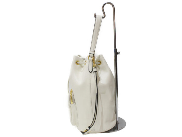 imgrc0096400888 Prada Leather Drawstring Shoulder Bag White