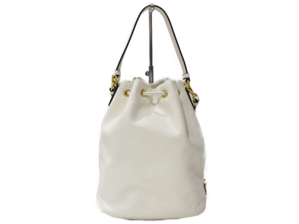 imgrc0096400889 Prada Leather Drawstring Shoulder Bag White