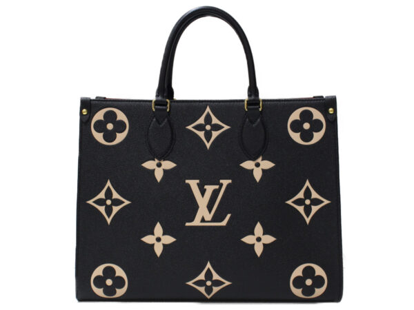 imgrc0096483492 Louis Vuitton On The Go MM Empreinte Tote Bag Black Beige