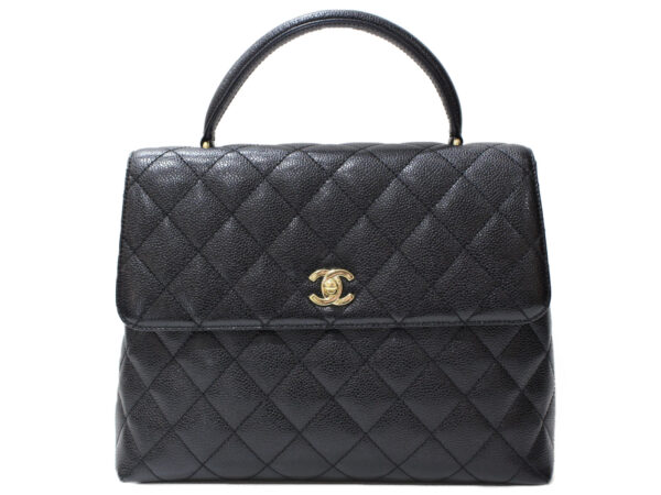 imgrc0096691443 Chanel Top Handle Matelasse Caviar Skin Handbag Black