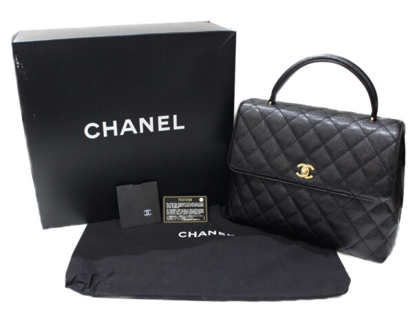 imgrc0096691461 Chanel Top Handle Matelasse Caviar Skin Handbag Black