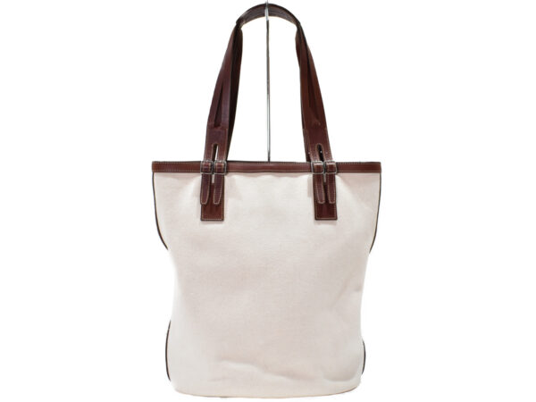 imgrc0096798328 Celine Canvas Leather Tote Bag White Brown