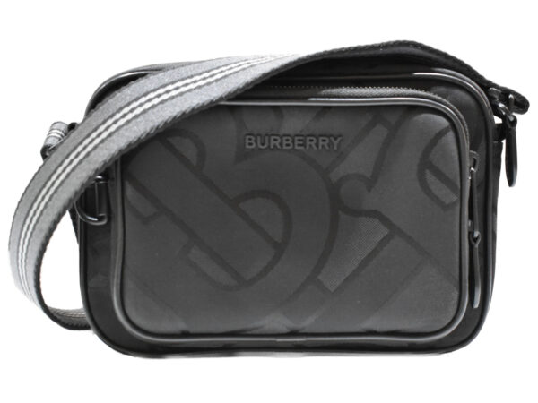 imgrc0096927034 Burberry TB Monogram Canvas Leather Shoulder Bag Black