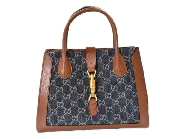 imgrc0097017481 Gucci Jackie 1961 Medium Tote Bag Canvas Leather Blue Brown