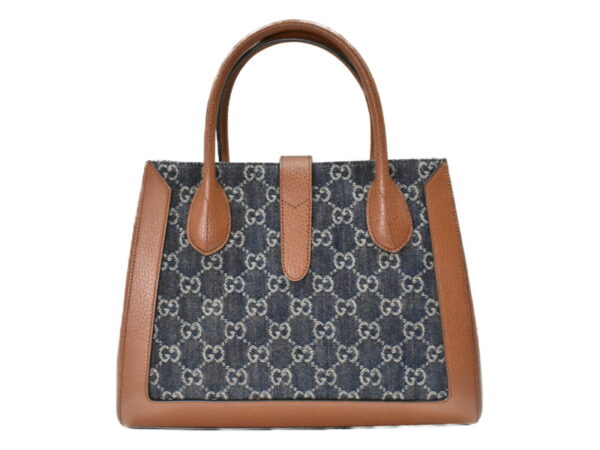 imgrc0097017482 Gucci Jackie 1961 Medium Tote Bag Canvas Leather Blue Brown